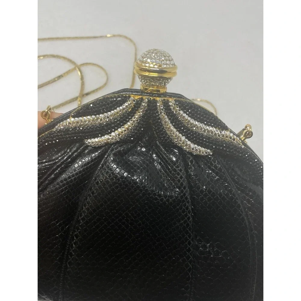 Vintage Finesse La Model Jeweled Convertible Snakeskin‎ Clutch Gold Chain